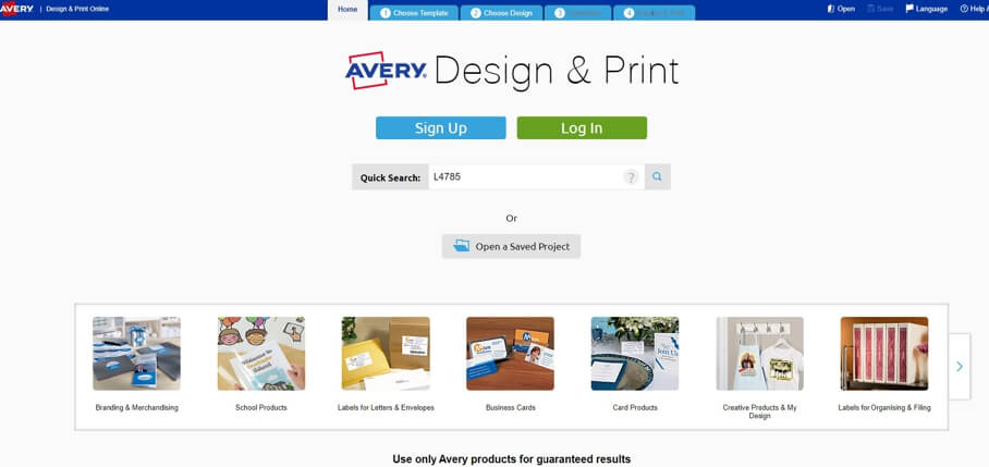 Avery Design&Print avaleht